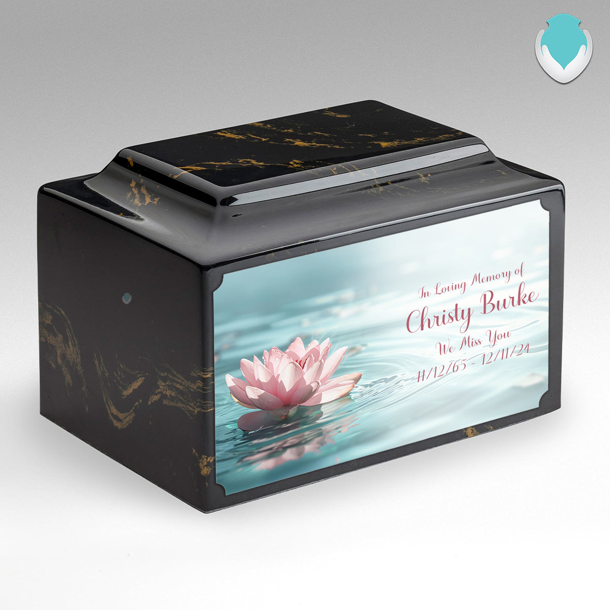 Adult Legacy Custom Printed Lotus Flower Cultured Marble Urns by MacKenzie