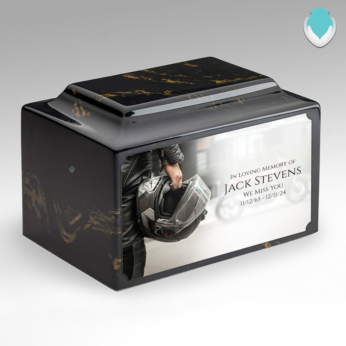 Adult Legacy Custom Printed Motorcycle Helmet Cultured Marble Urns by MacKenzie