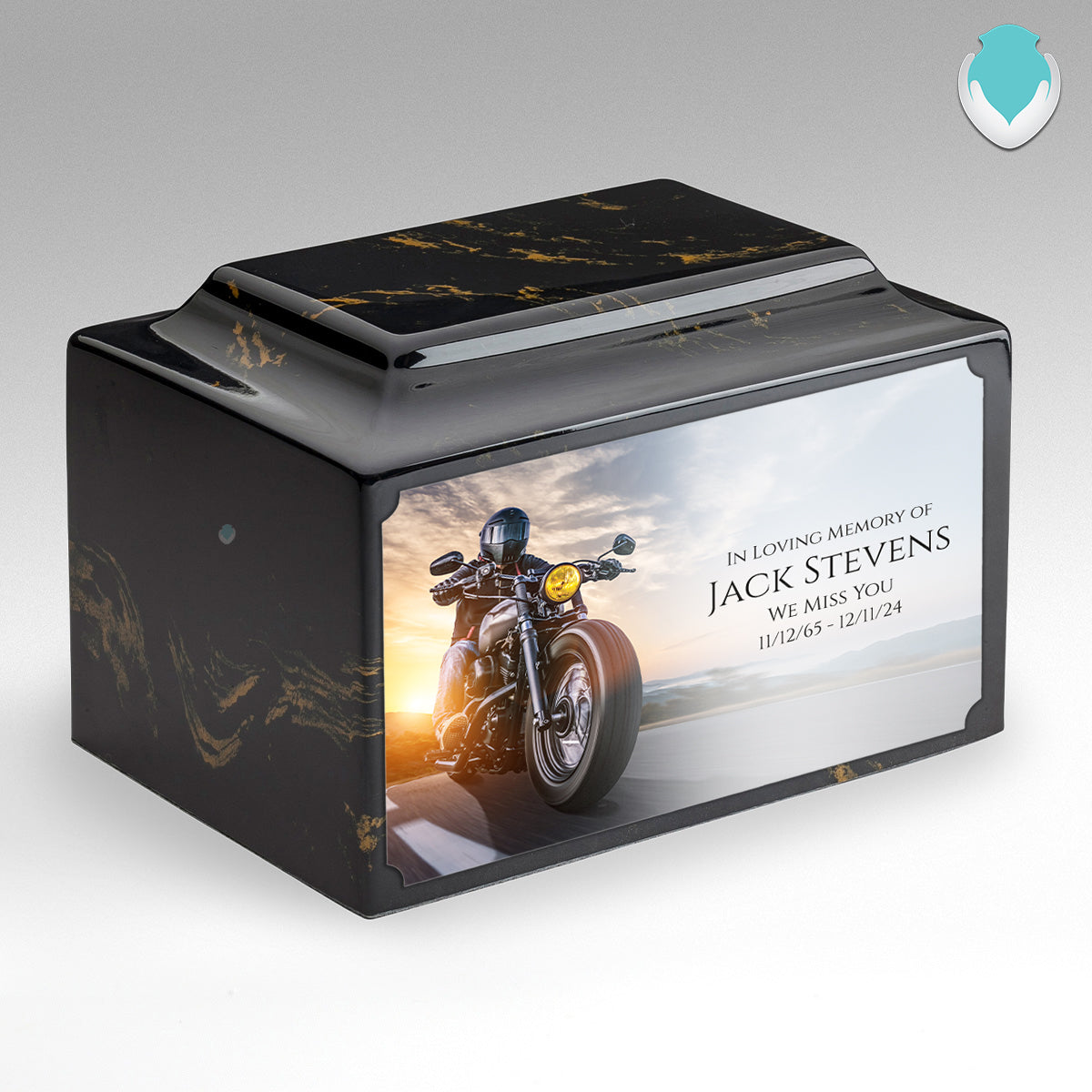 Adult Legacy Custom Printed Motorcycle Cultured Marble Urns by MacKenzie