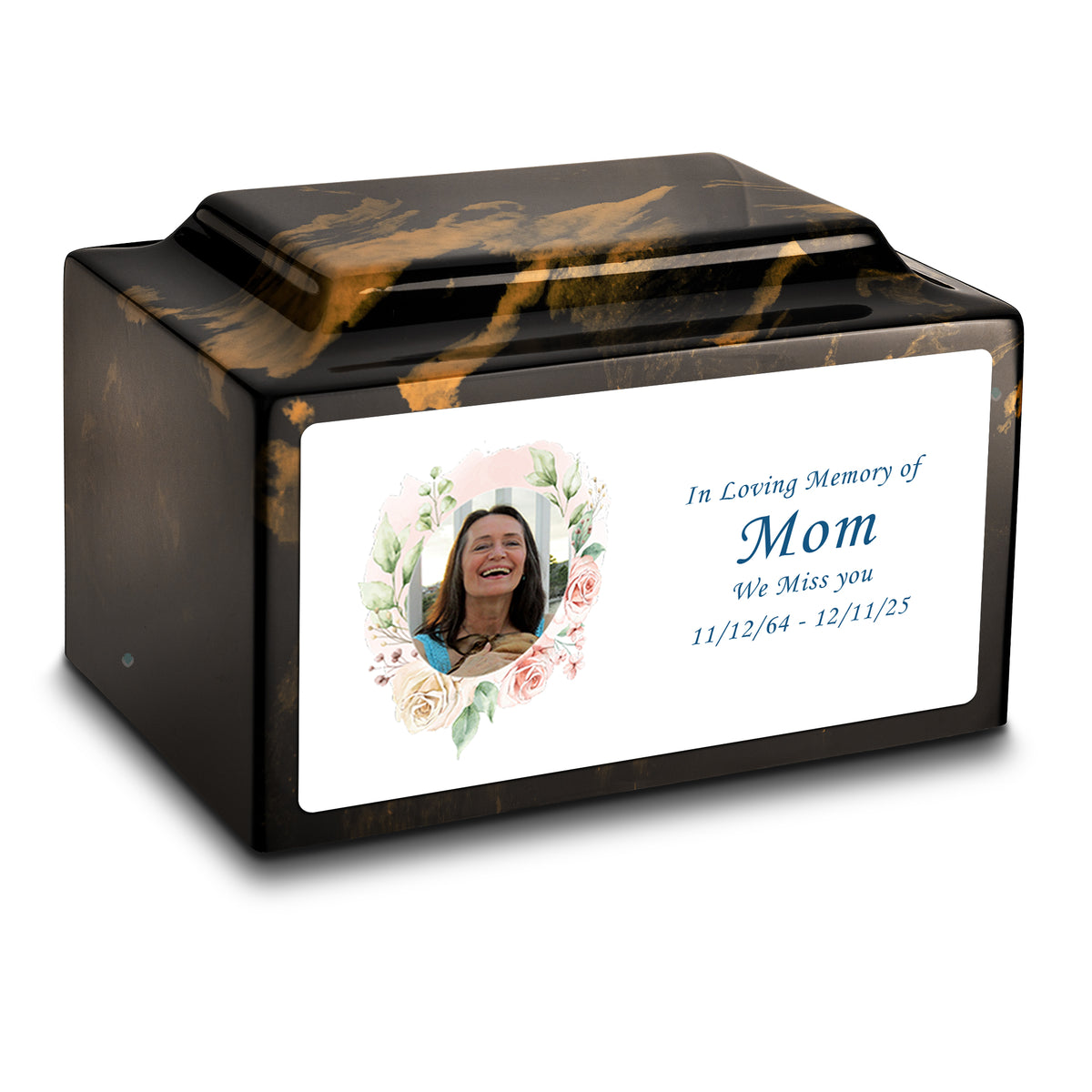 Adult Legacy Custom Printed Flower Photo Frame Cultured Marble Urns by MacKenzie