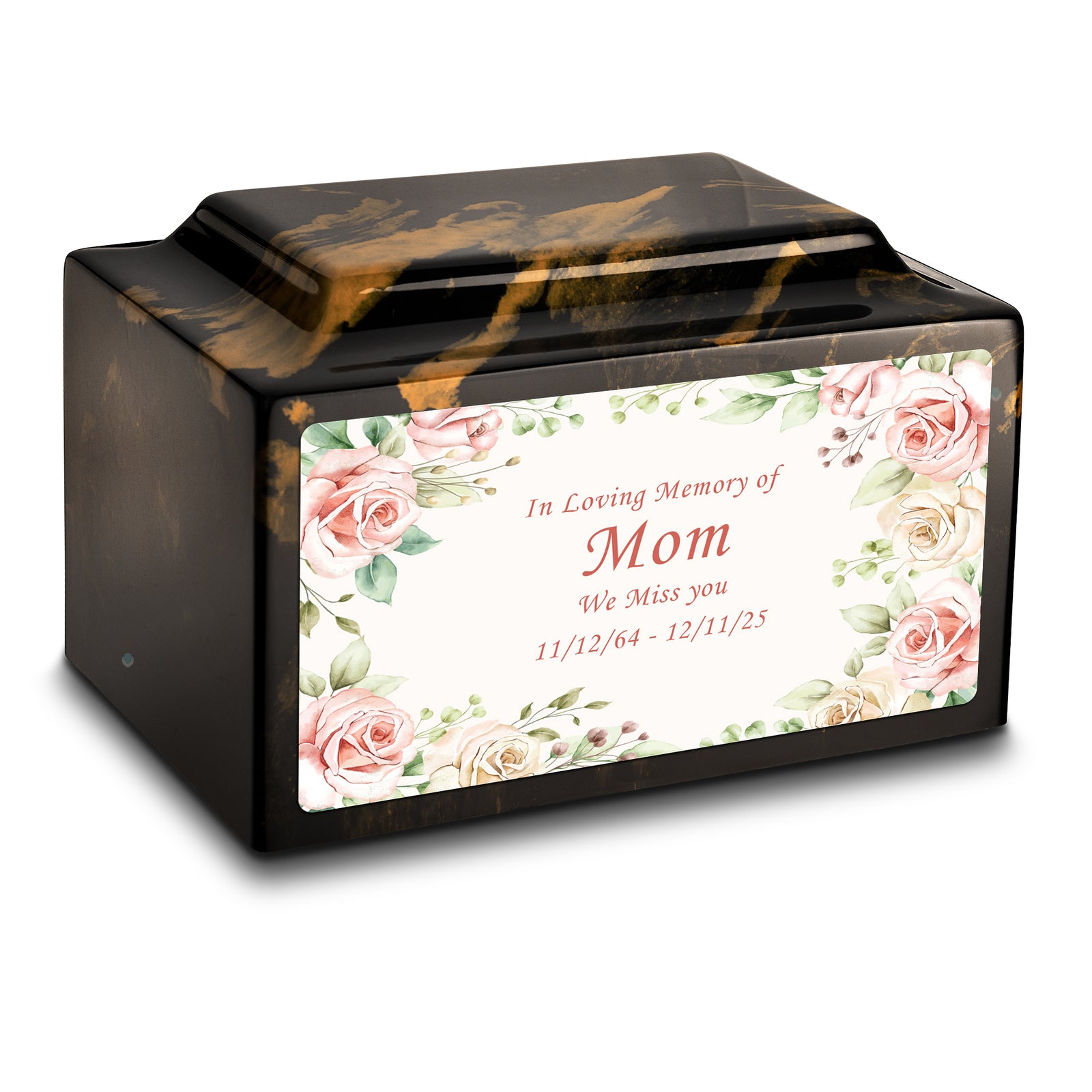 Adult Legacy Custom Printed Flower Frame Cultured Marble Urns by MacKenzie