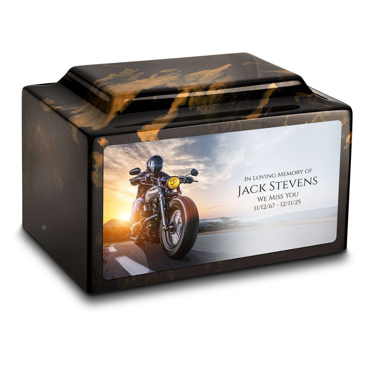 Adult Legacy Custom Printed Motorcycle Cultured Marble Urns by MacKenzie