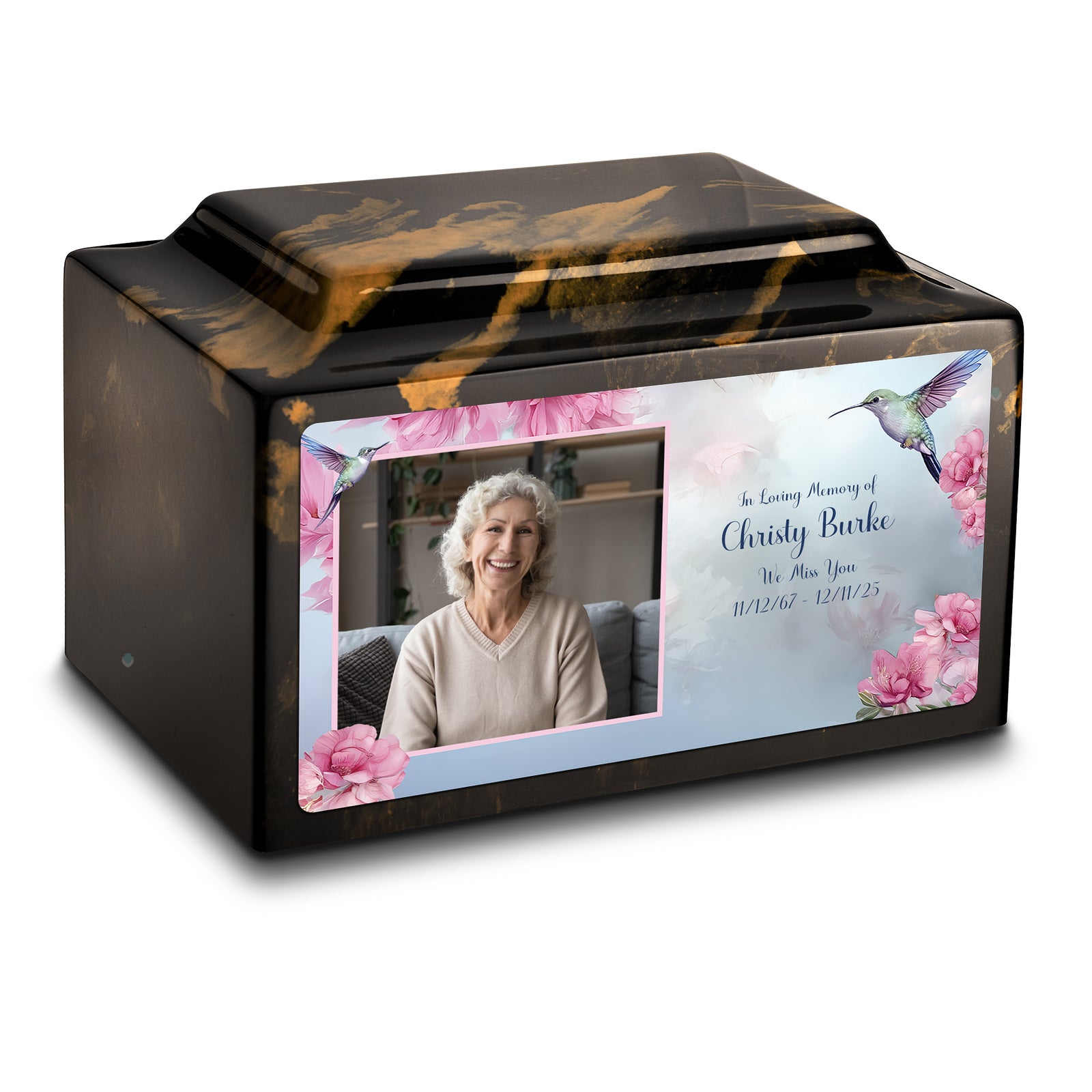Adult Legacy Custom Printed Photo Hummingbird Cultured Marble Urns by MacKenzie