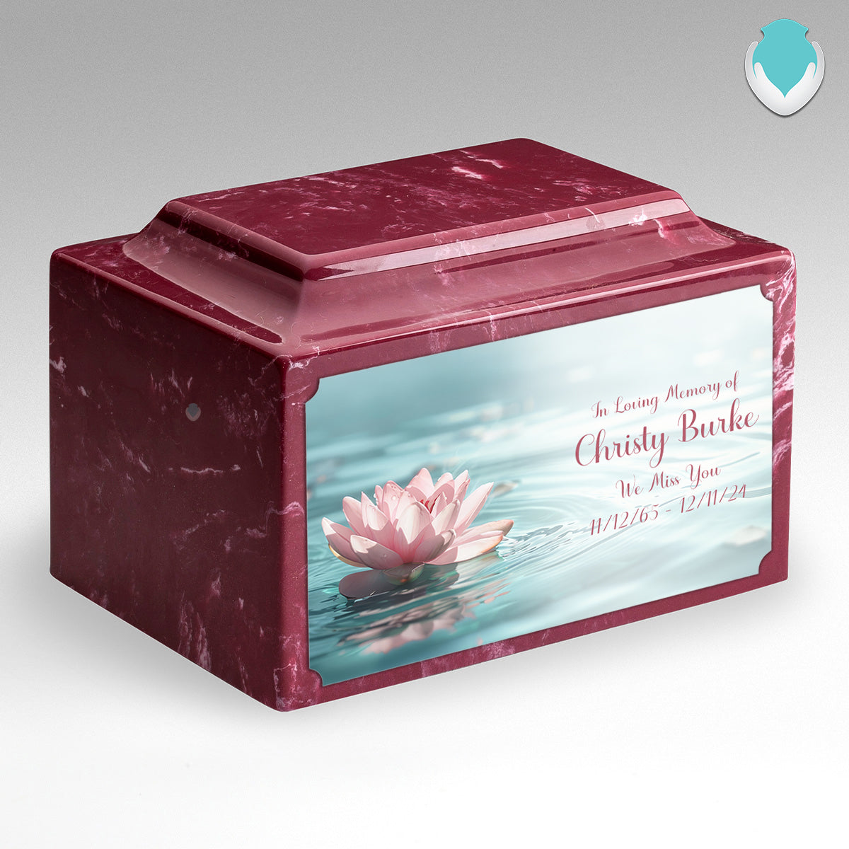 Adult Legacy Custom Printed Lotus Flower Cultured Marble Urns by MacKenzie