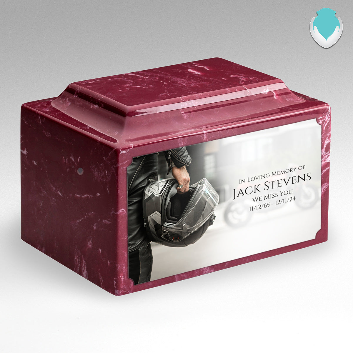 Adult Legacy Custom Printed Motorcycle Helmet Cultured Marble Urns by MacKenzie