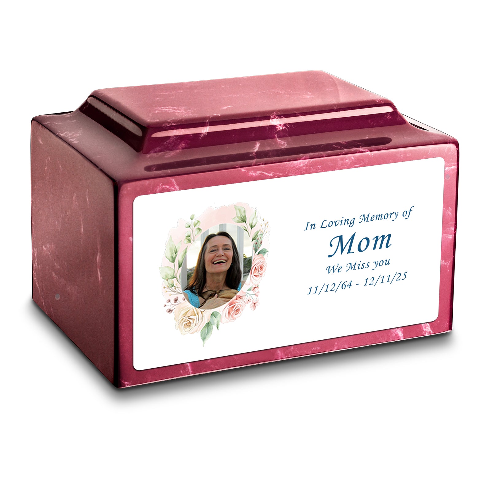 Adult Legacy Custom Printed Flower Photo Frame Cultured Marble Urns by MacKenzie