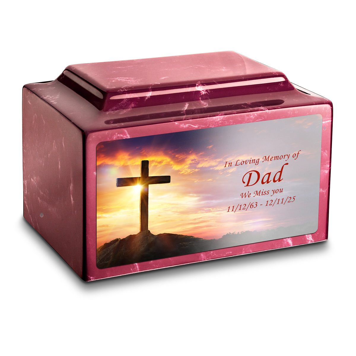 Adult Legacy Custom Printed Cross Cultured Marble Urns by MacKenzie