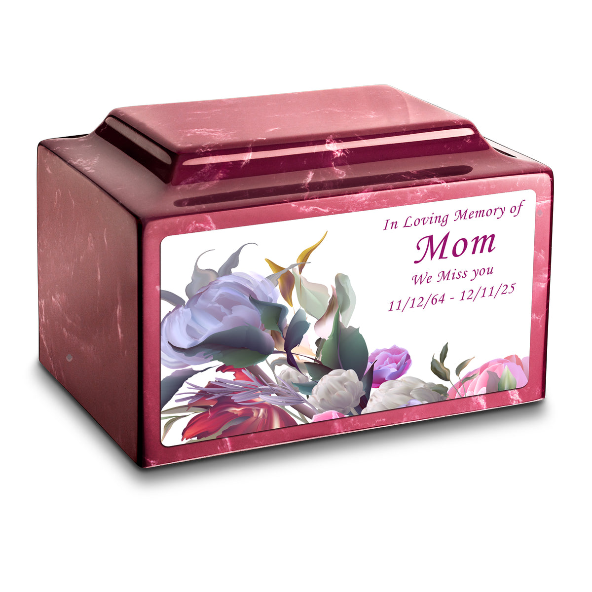 Adult Legacy Custom Printed Modern Flowers Cultured Marble Urns by MacKenzie
