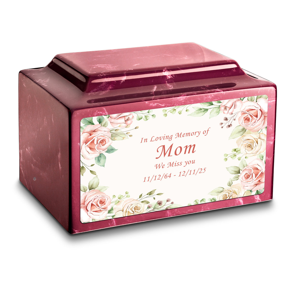 Adult Legacy Custom Printed Flower Frame Cultured Marble Urns by MacKenzie