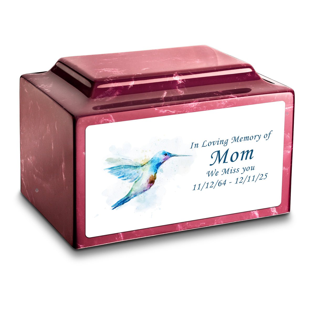 Adult Legacy Custom Printed Hummingbird Cultured Marble Urns by MacKenzie