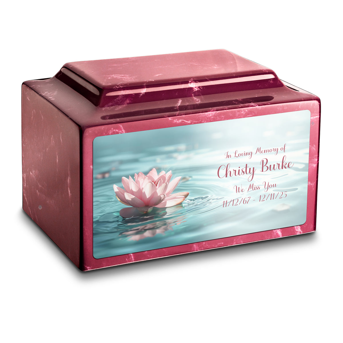 Adult Legacy Custom Printed Lotus Flower Cultured Marble Urns by MacKenzie