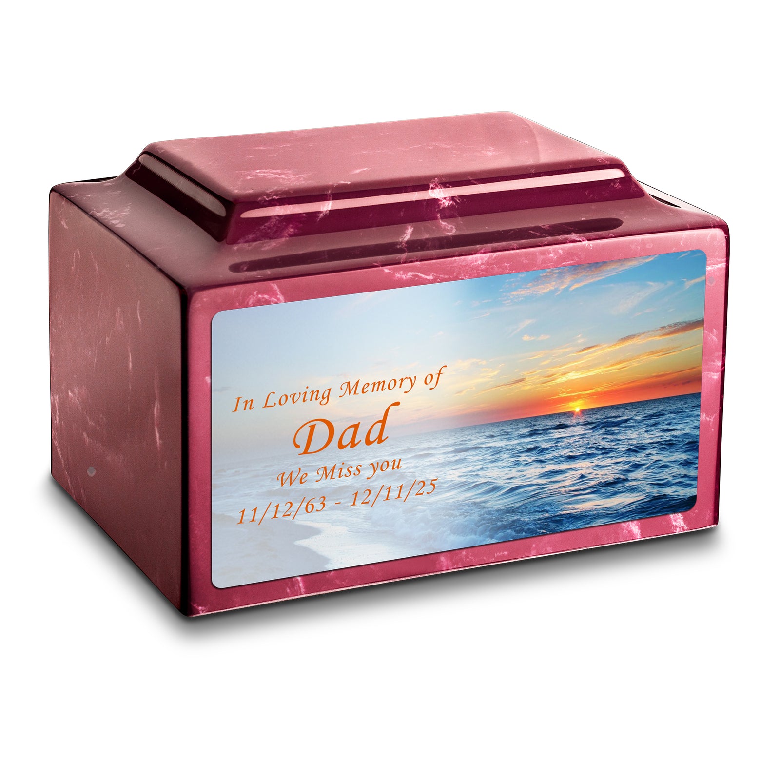 Adult Legacy Custom Printed Ocean Sunset Cultured Marble Urns by MacKenzie