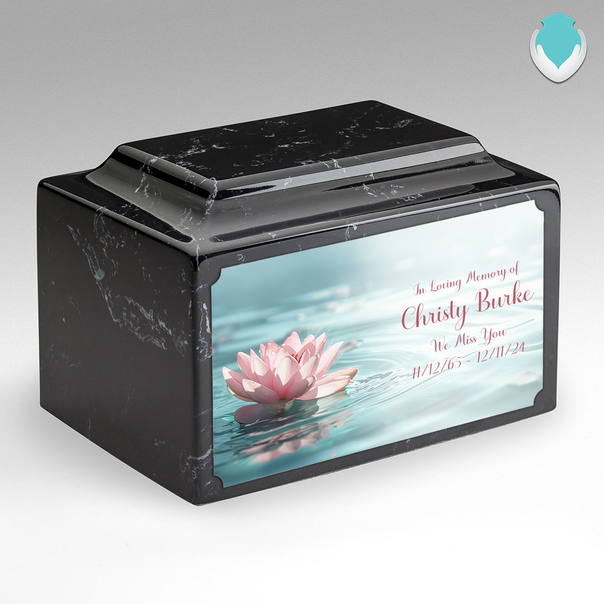 Adult Legacy Custom Printed Lotus Flower Cultured Marble Urns by MacKenzie