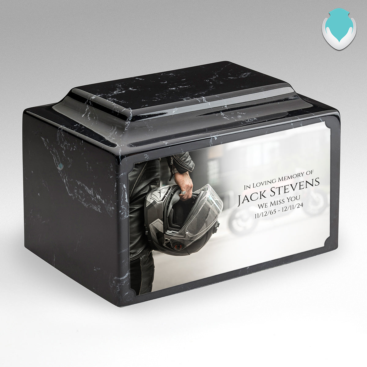 Adult Legacy Custom Printed Motorcycle Helmet Cultured Marble Urns by MacKenzie