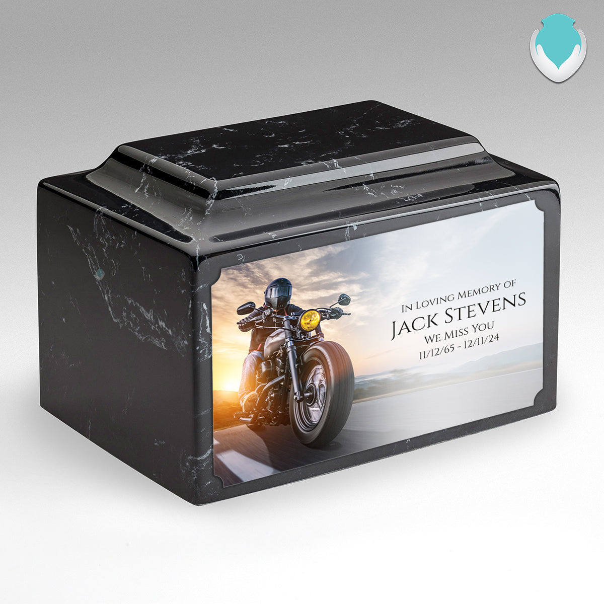 Adult Legacy Custom Printed Motorcycle Cultured Marble Urns by MacKenzie