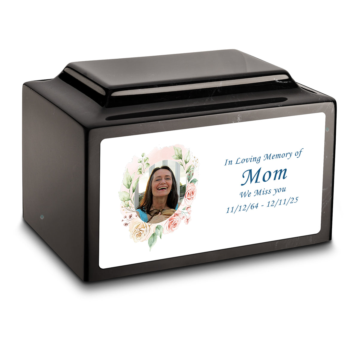 Adult Legacy Custom Printed Flower Photo Frame Cultured Marble Urns by MacKenzie