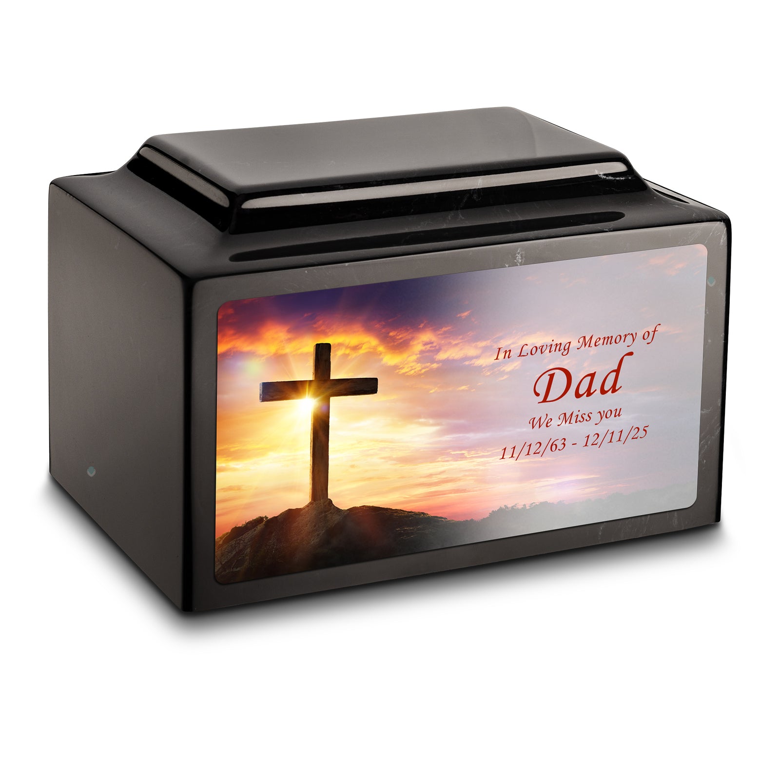 Adult Legacy Custom Printed Cross Cultured Marble Urns by MacKenzie