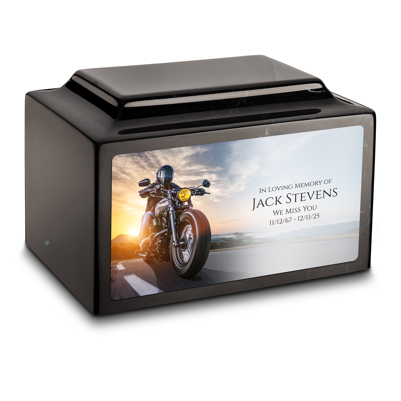 Adult Legacy Custom Printed Motorcycle Cultured Marble Urns by MacKenzie
