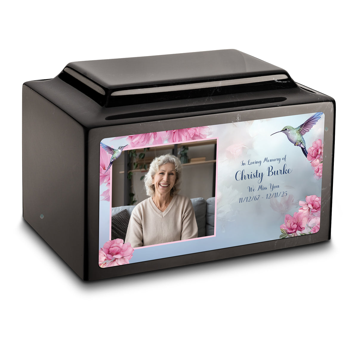 Adult Legacy Custom Printed Photo Hummingbird Cultured Marble Urns by MacKenzie