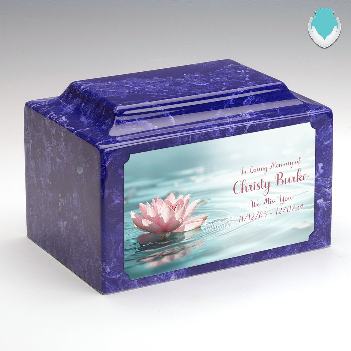 Adult Legacy Custom Printed Lotus Flower Cultured Marble Urns by MacKenzie