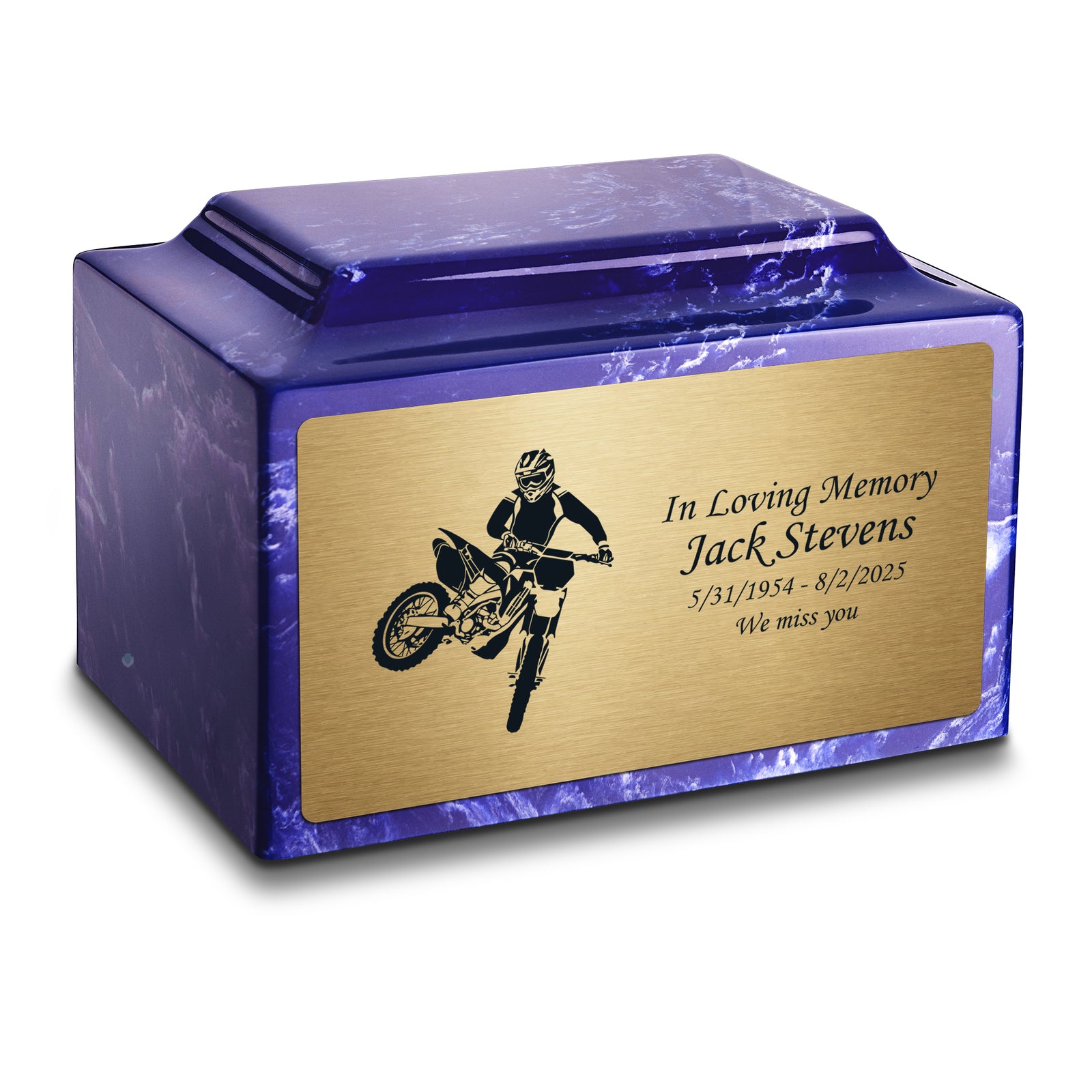 Adult Legacy Dirt Bike Cultured Marble Urns by MacKenzie
