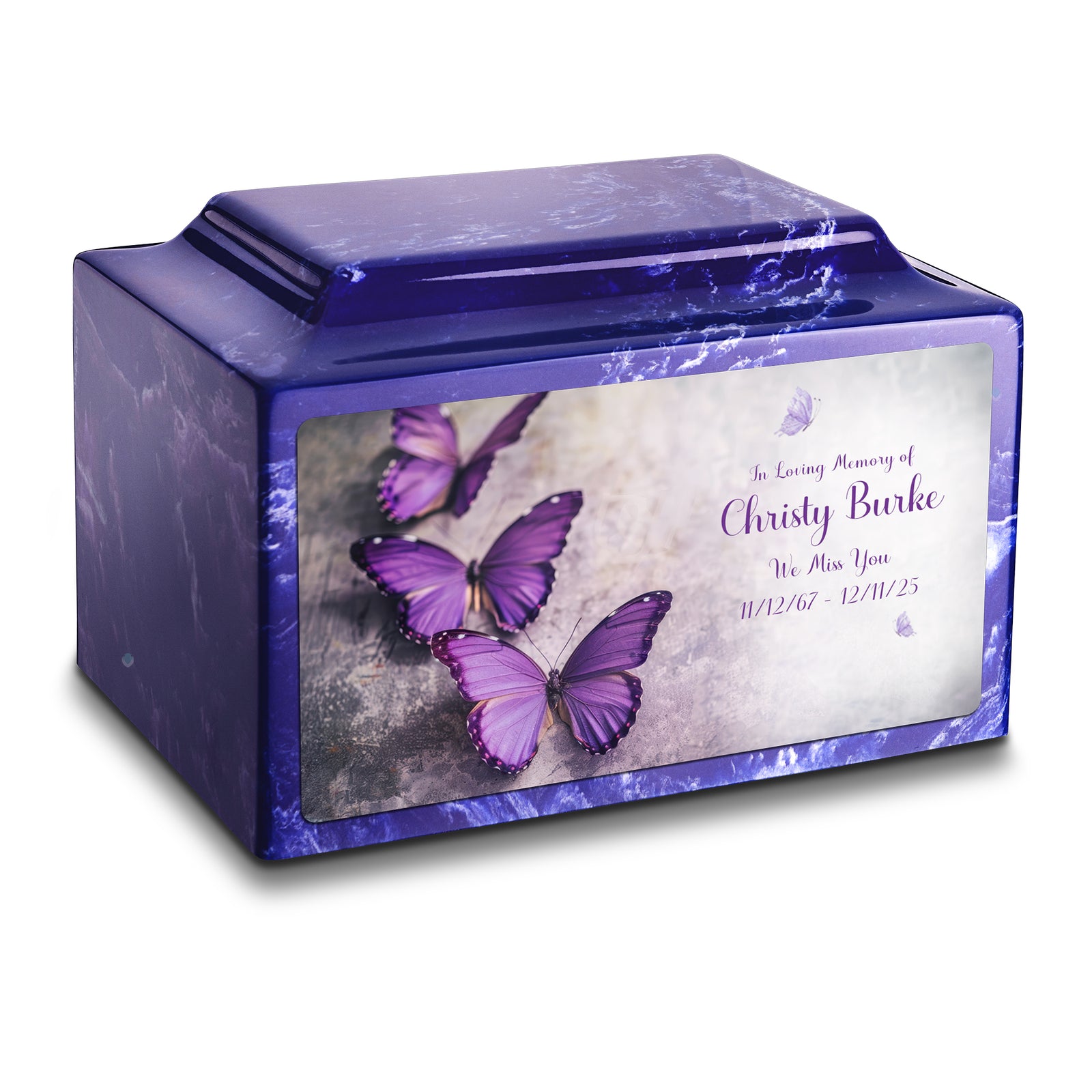 Adult Legacy Custom Printed Butterflies Cultured Marble Urns by MacKenzie