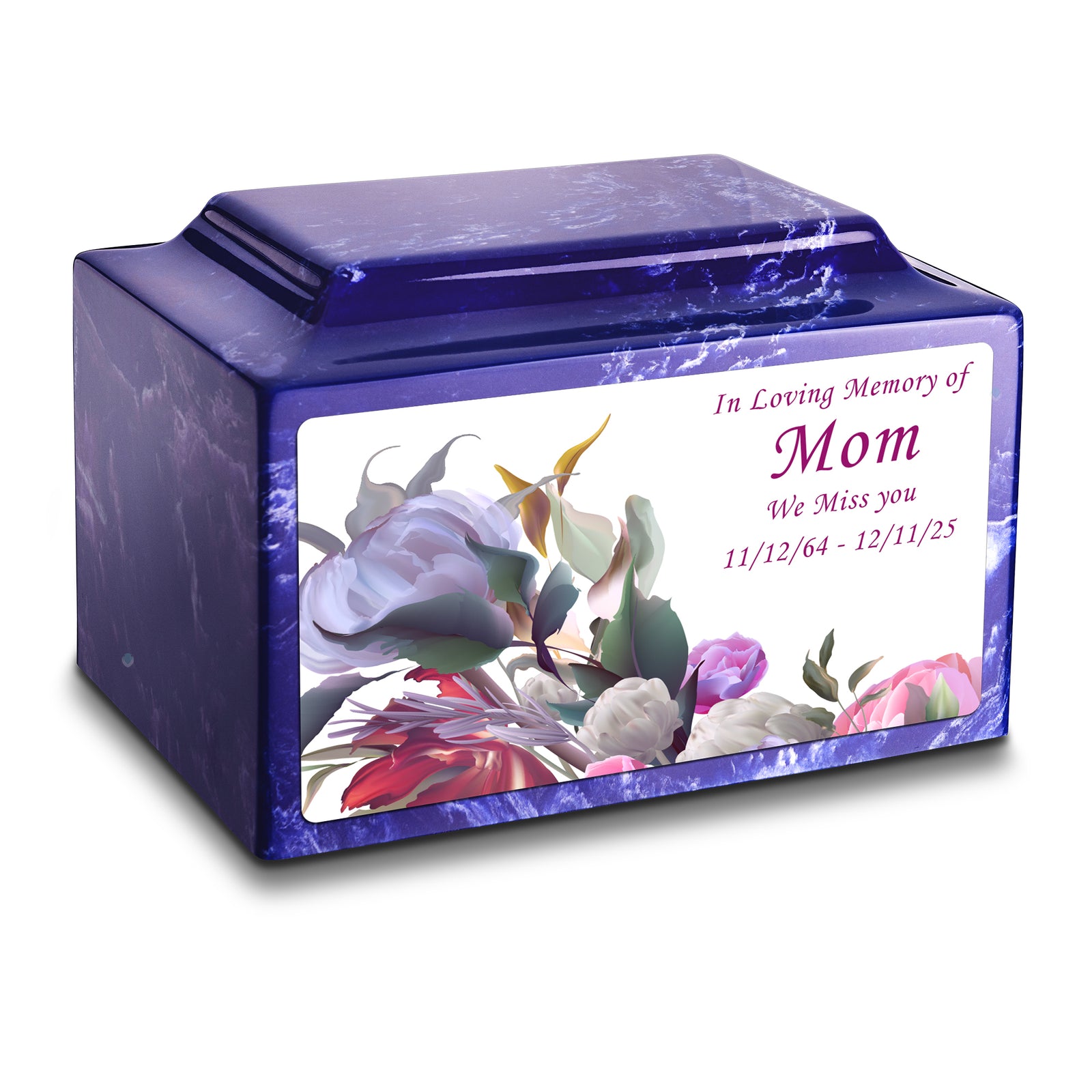 Adult Legacy Custom Printed Modern Flowers Cultured Marble Urns by MacKenzie