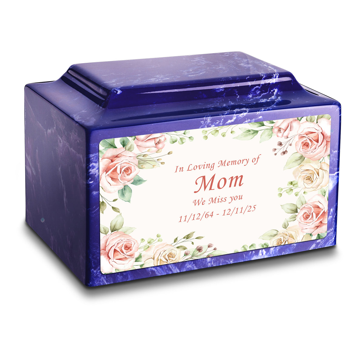 Adult Legacy Custom Printed Flower Frame Cultured Marble Urns by MacKenzie