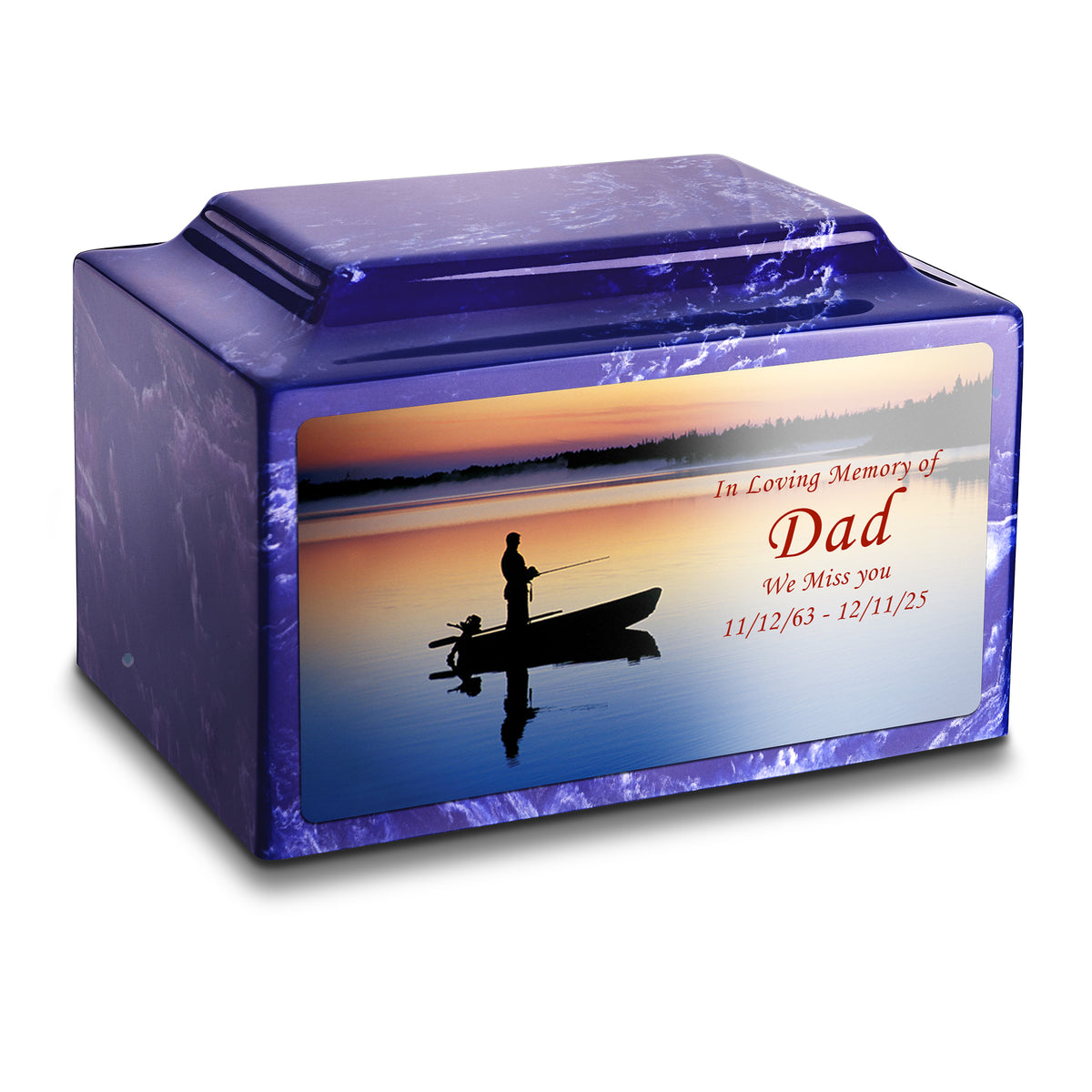 Adult Legacy Custom Printed Fishing Cultured Marble Urns by MacKenzie