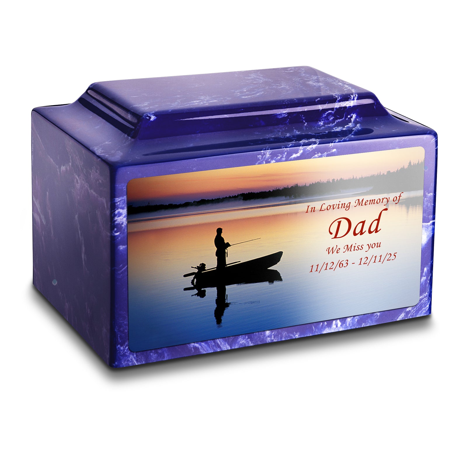 Adult Legacy Custom Printed Fishing Cultured Marble Urns by MacKenzie