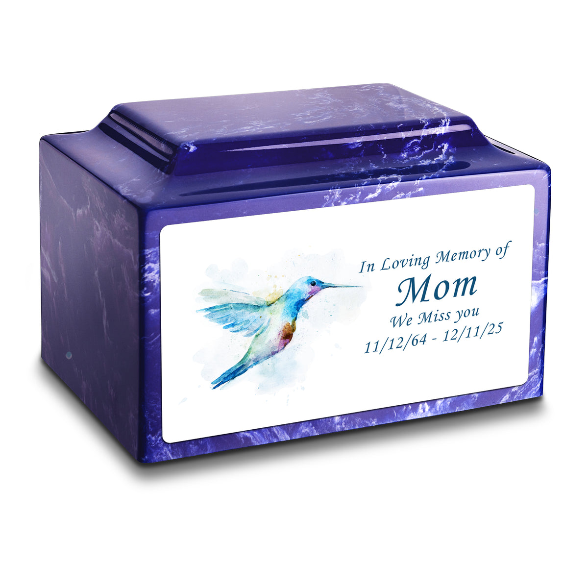 Adult Legacy Custom Printed Hummingbird Cultured Marble Urns by MacKenzie