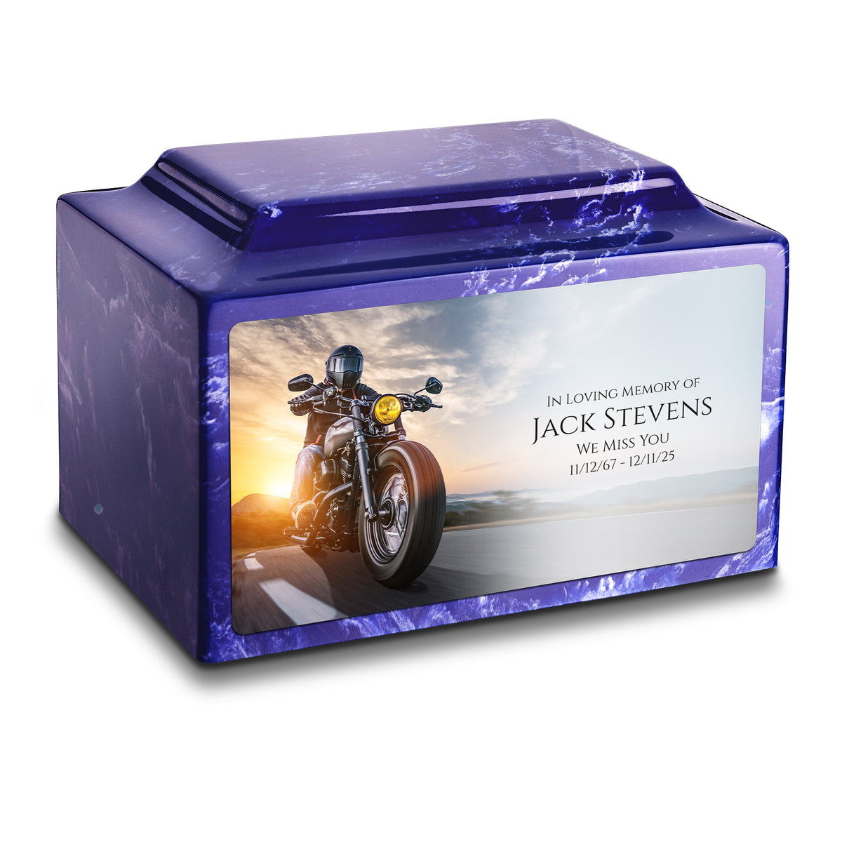 Adult Legacy Custom Printed Motorcycle Cultured Marble Urns by MacKenzie