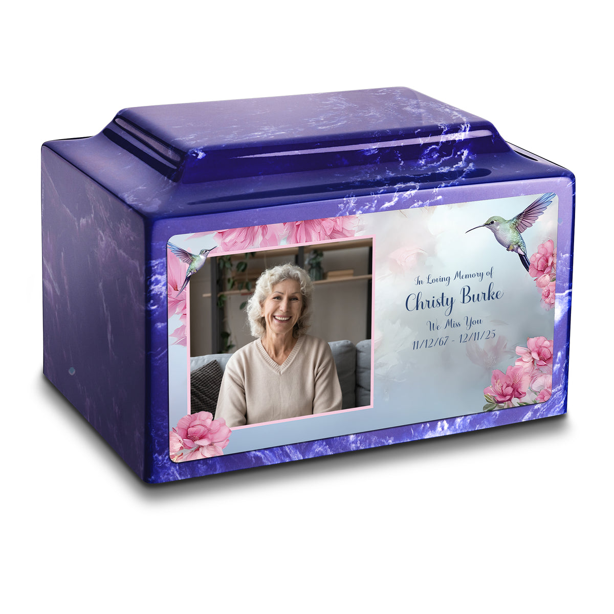 Adult Legacy Custom Printed Photo Hummingbird Cultured Marble Urns by MacKenzie