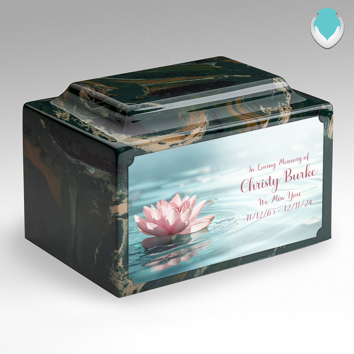 Adult Legacy Custom Printed Lotus Flower Cultured Marble Urns by MacKenzie