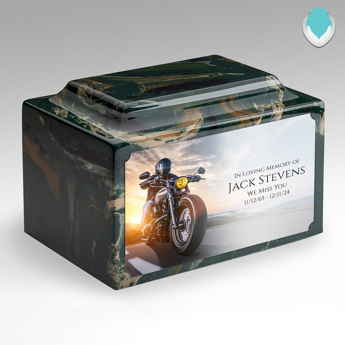 Adult Legacy Custom Printed Motorcycle Cultured Marble Urns by MacKenzie