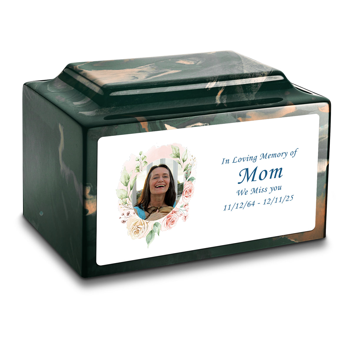 Adult Legacy Custom Printed Flower Photo Frame Cultured Marble Urns by MacKenzie