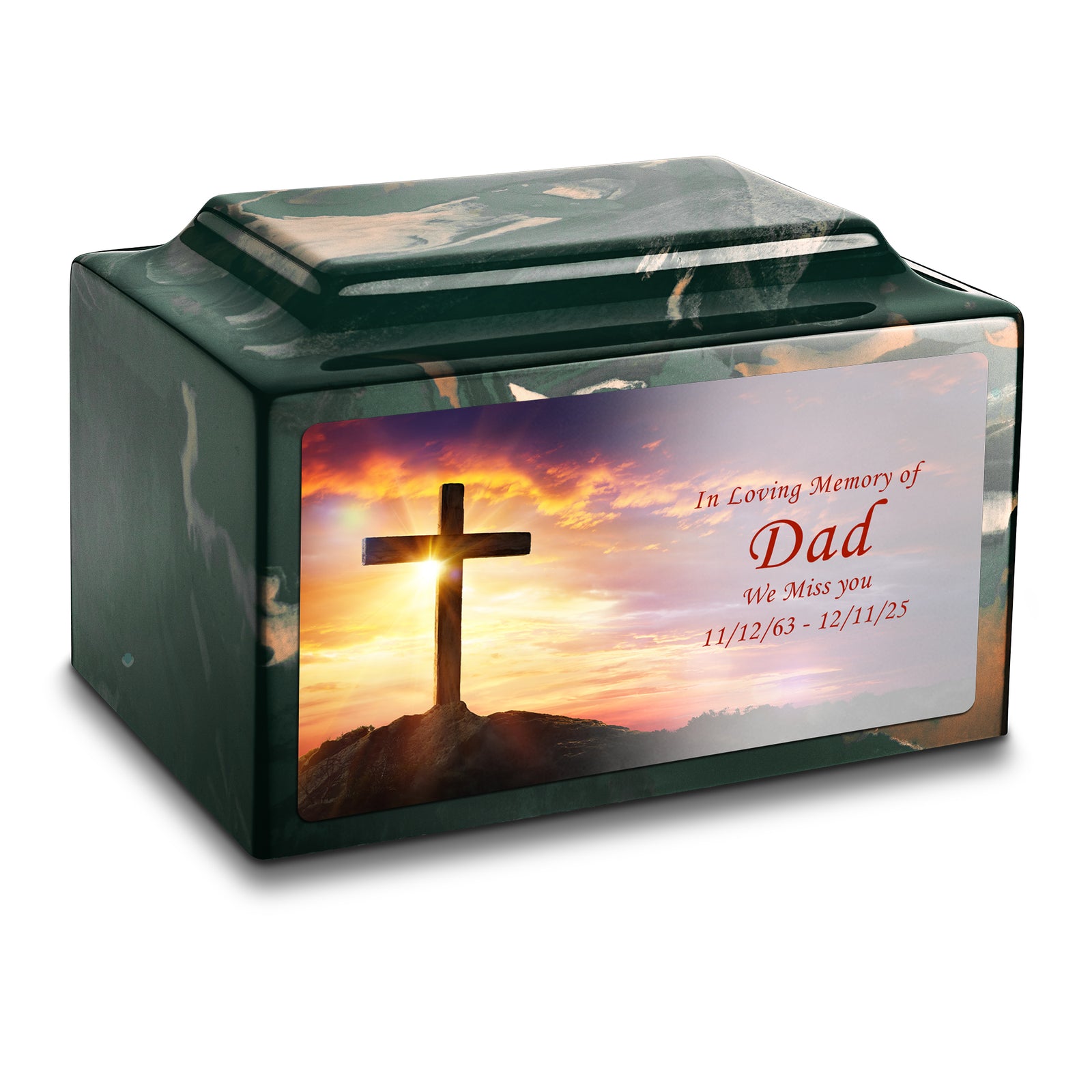 Adult Legacy Custom Printed Cross Cultured Marble Urns by MacKenzie