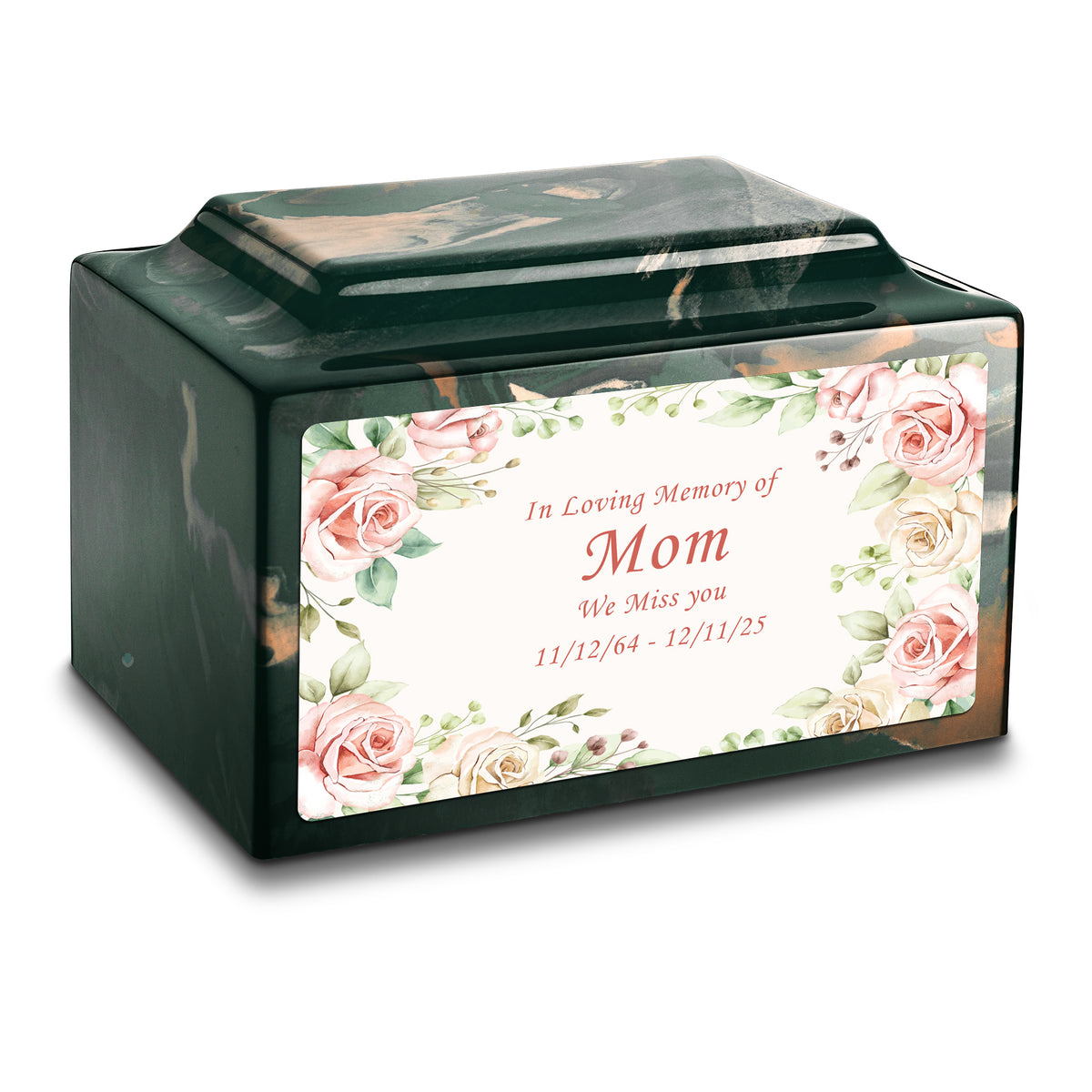 Adult Legacy Custom Printed Flower Frame Cultured Marble Urns by MacKenzie
