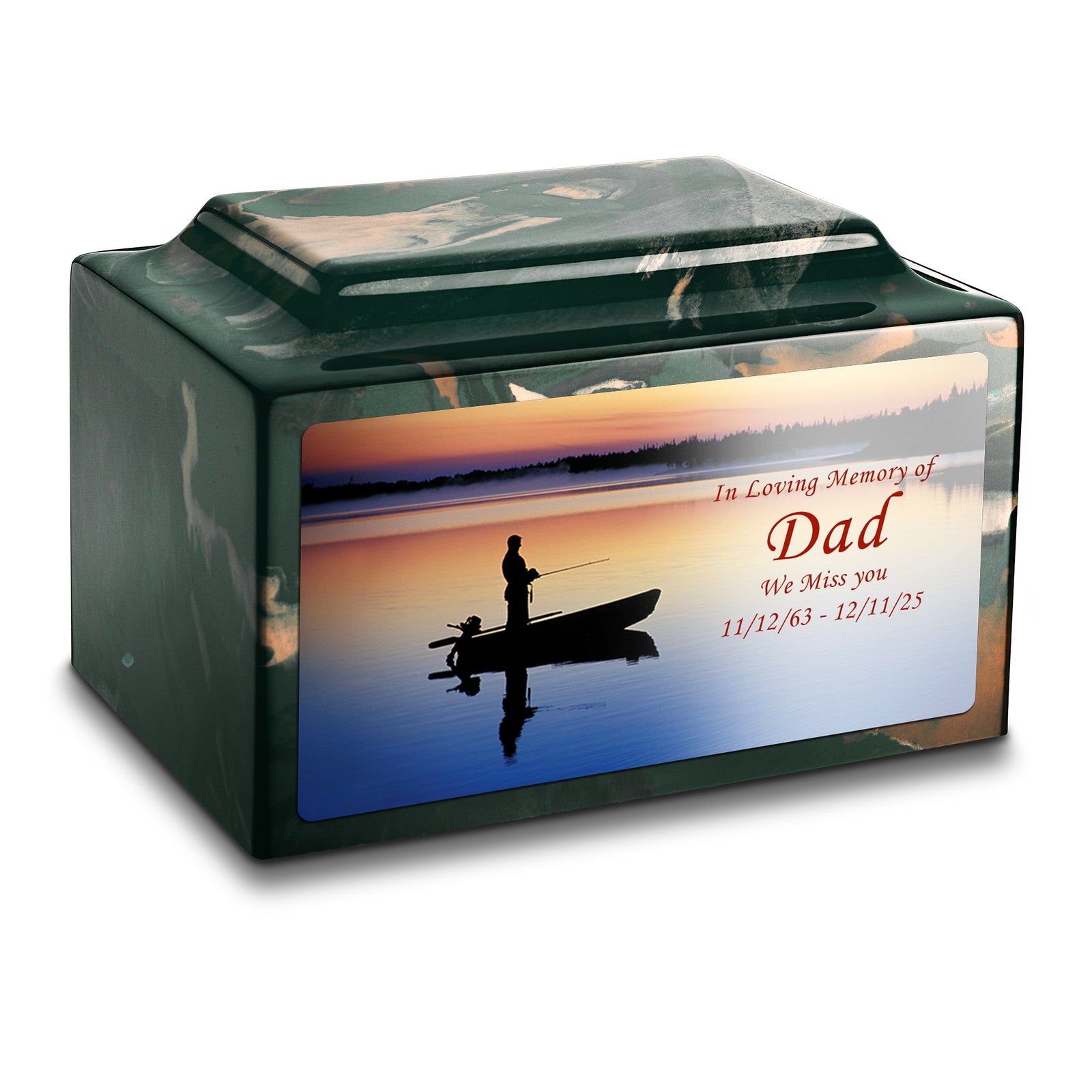 Adult Legacy Custom Printed Fishing Cultured Marble Urns by MacKenzie
