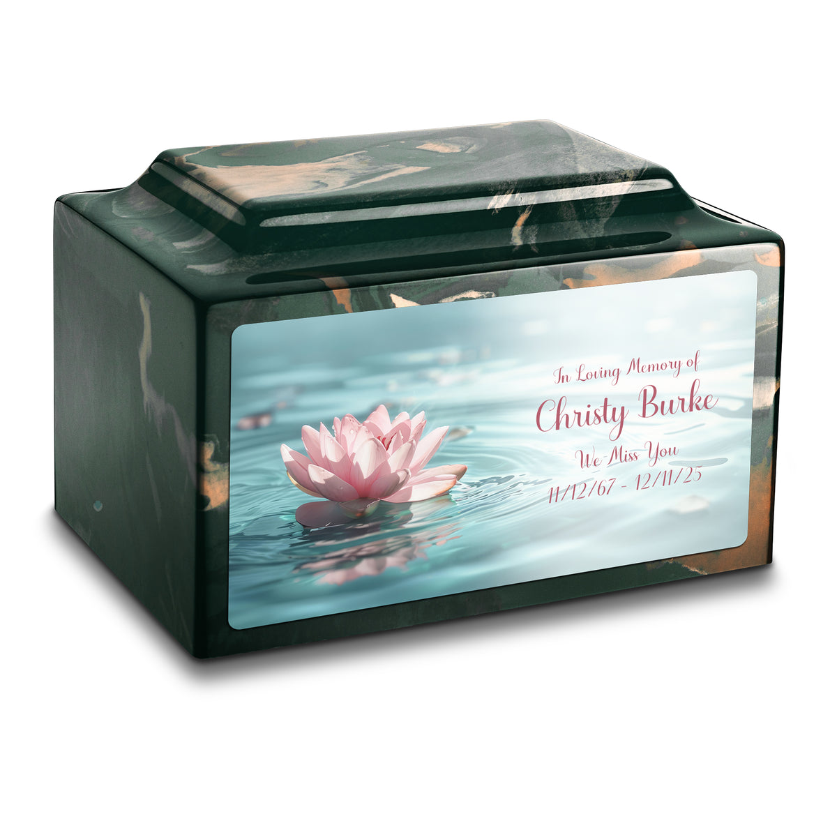 Adult Legacy Custom Printed Lotus Flower Cultured Marble Urns by MacKenzie