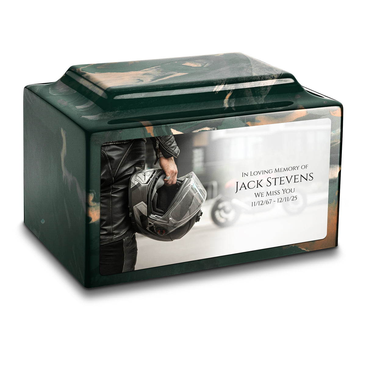 Adult Legacy Custom Printed Motorcycle Helmet Cultured Marble Urns by MacKenzie