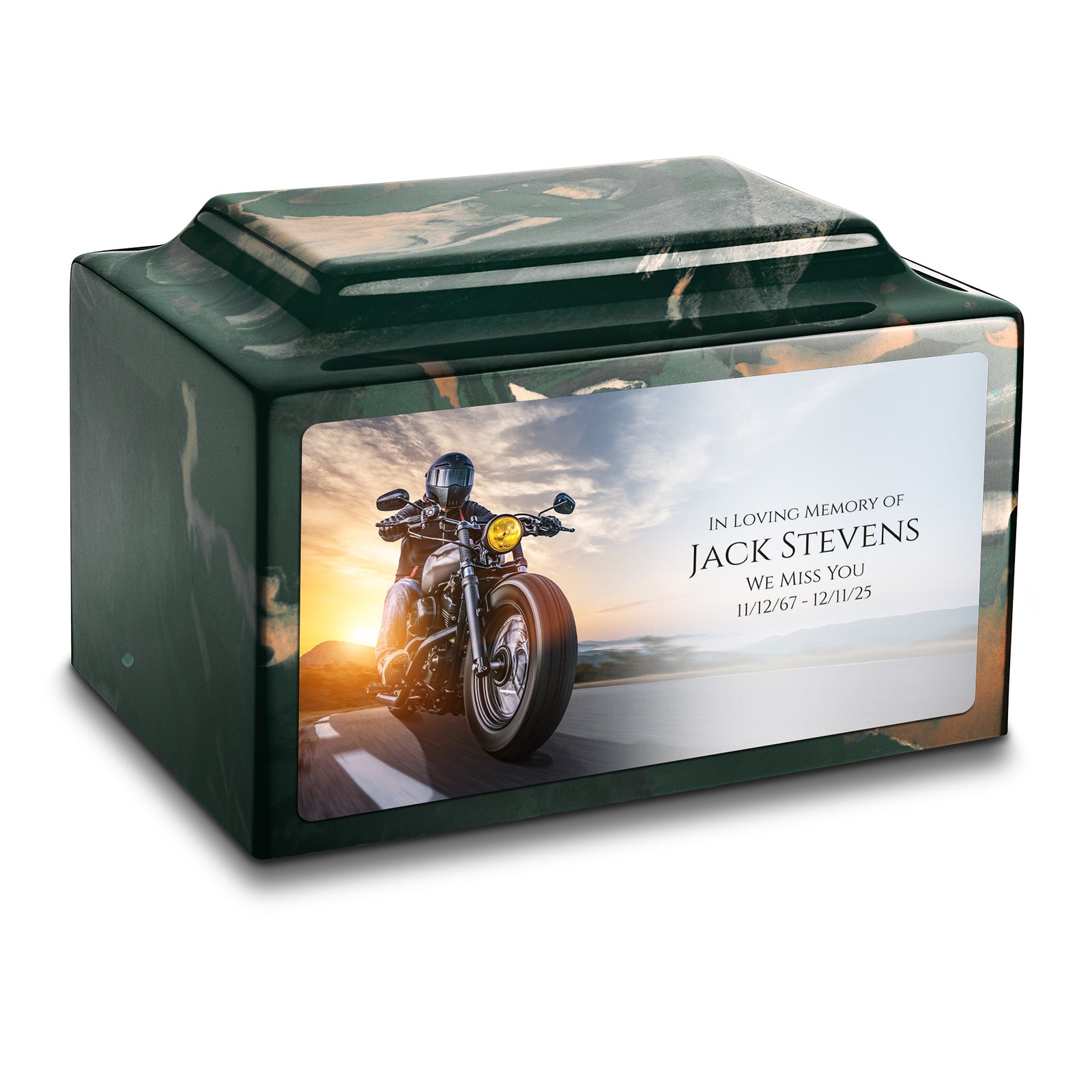 Adult Legacy Custom Printed Motorcycle Cultured Marble Urns by MacKenzie