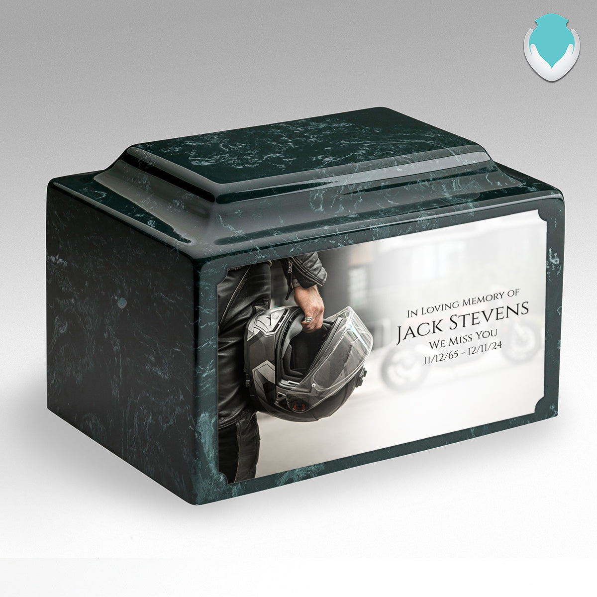 Adult Legacy Custom Printed Motorcycle Helmet Cultured Marble Urns by MacKenzie