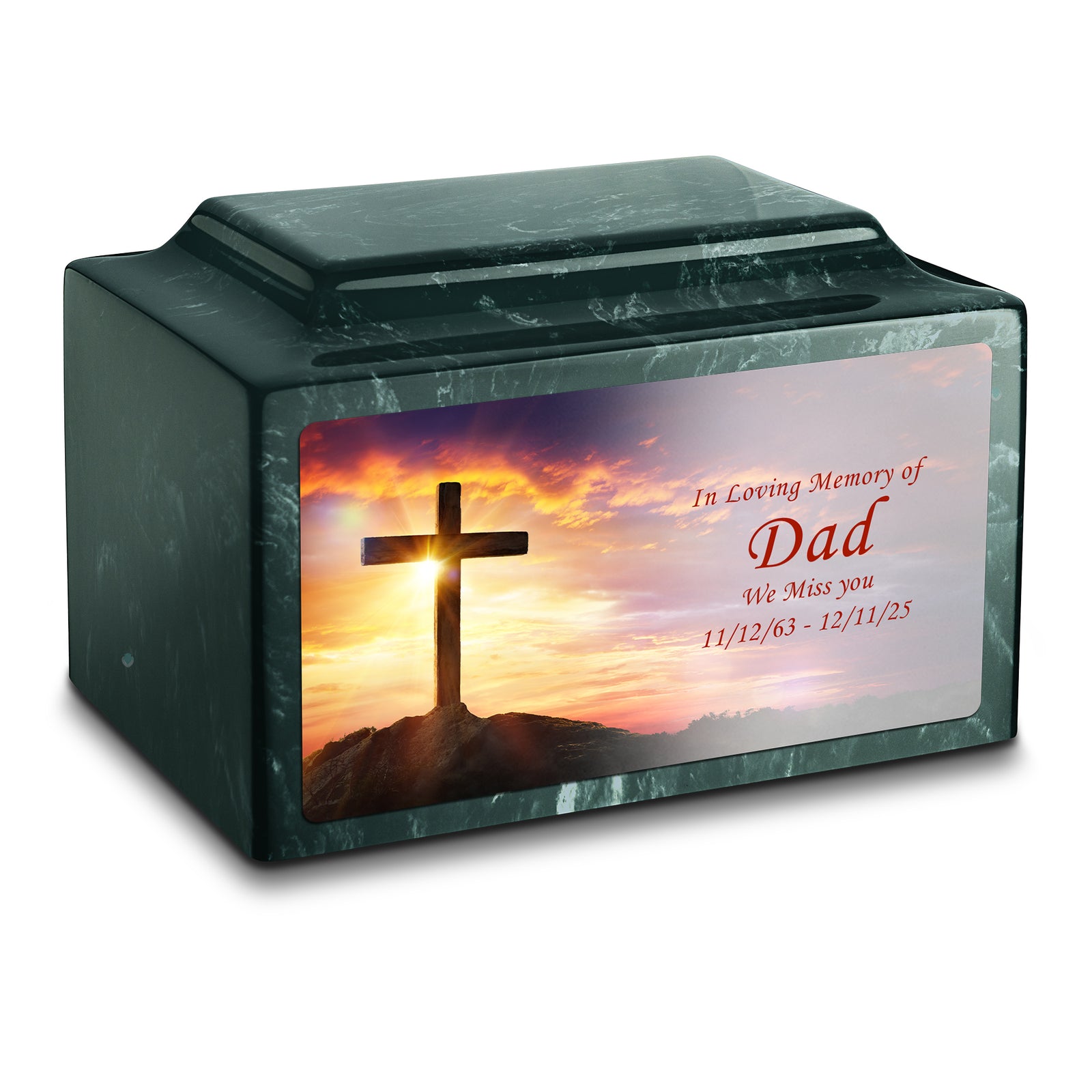 Adult Legacy Custom Printed Cross Cultured Marble Urns by MacKenzie