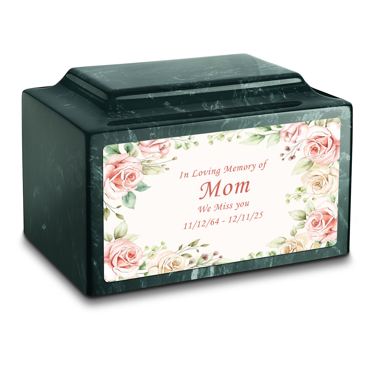 Adult Legacy Custom Printed Flower Frame Cultured Marble Urns by MacKenzie