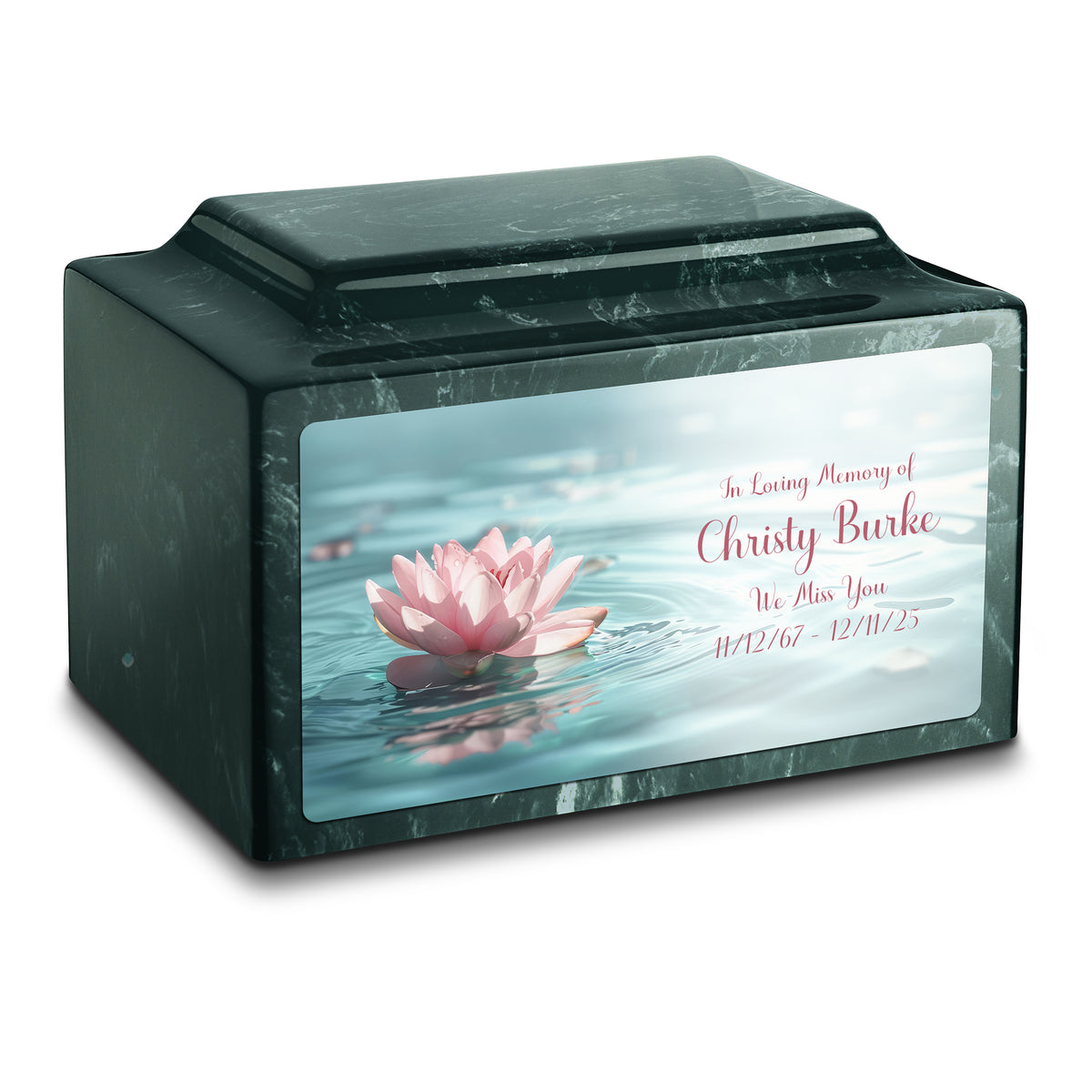 Adult Legacy Custom Printed Lotus Flower Cultured Marble Urns by MacKenzie