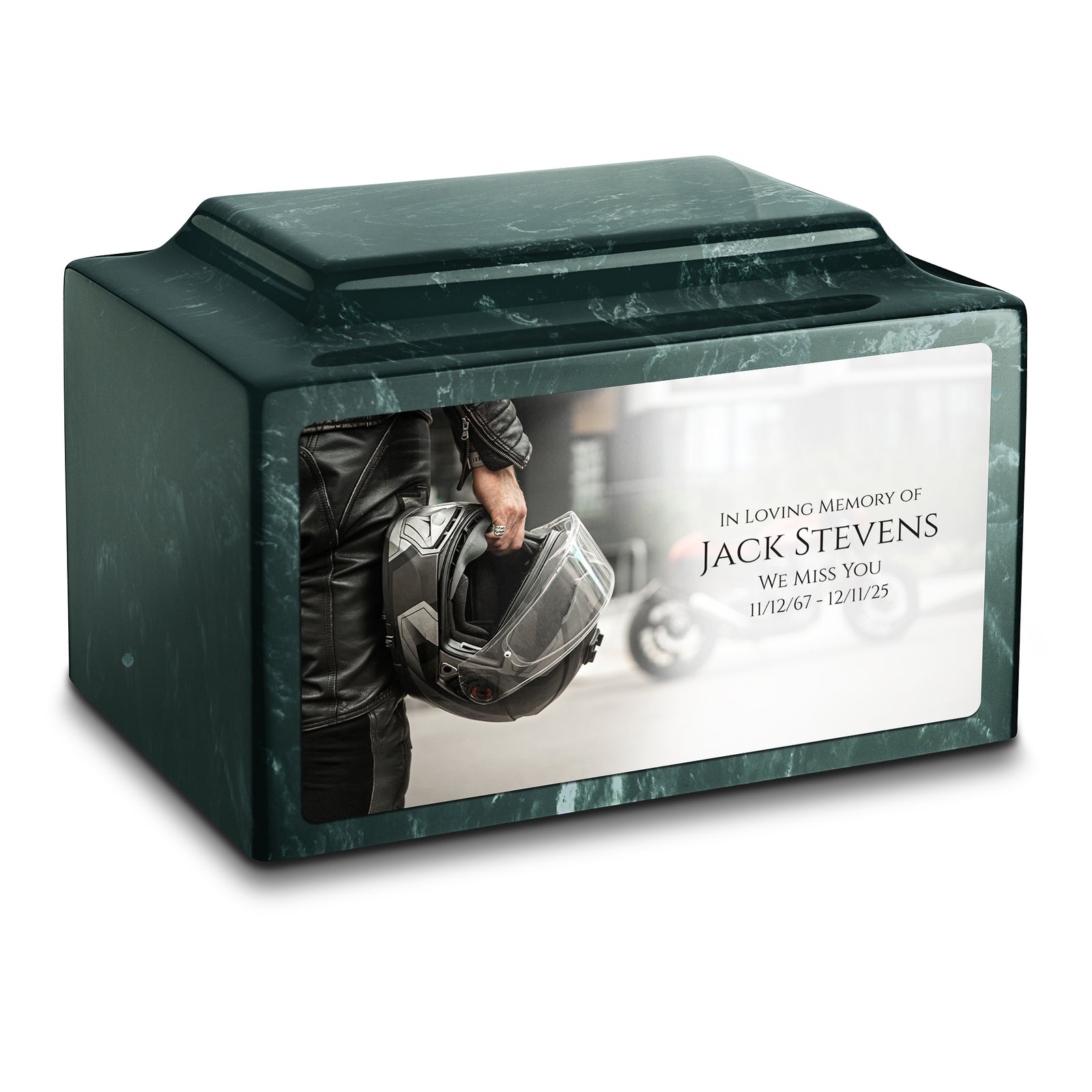 Adult Legacy Custom Printed Motorcycle Helmet Cultured Marble Urns by MacKenzie