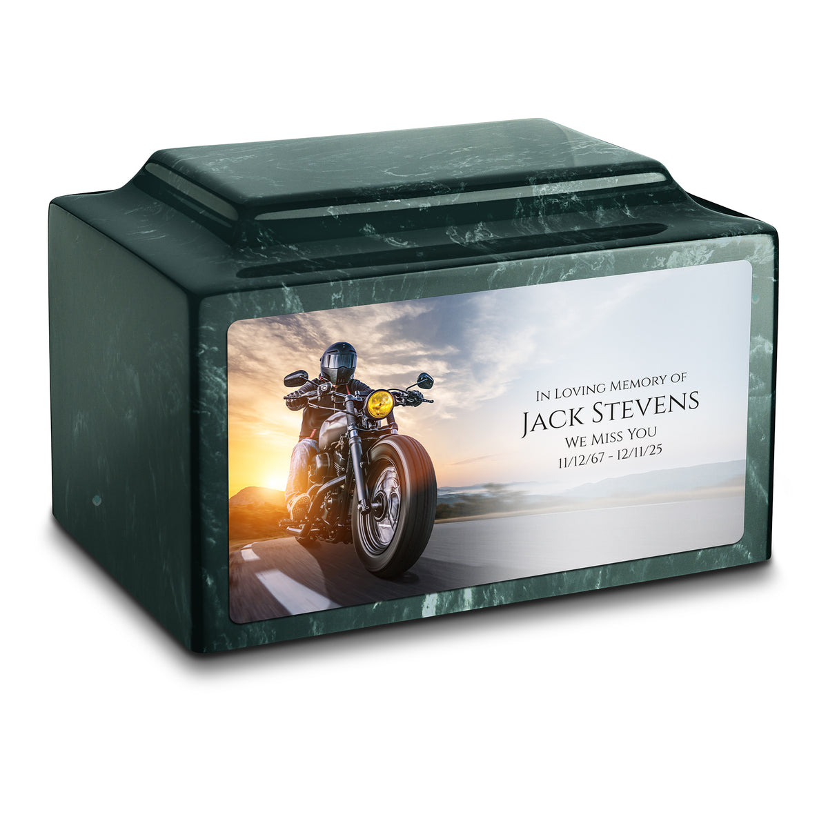 Adult Legacy Custom Printed Motorcycle Cultured Marble Urns by MacKenzie
