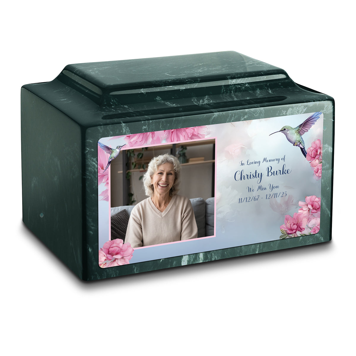 Adult Legacy Custom Printed Photo Hummingbird Cultured Marble Urns by MacKenzie