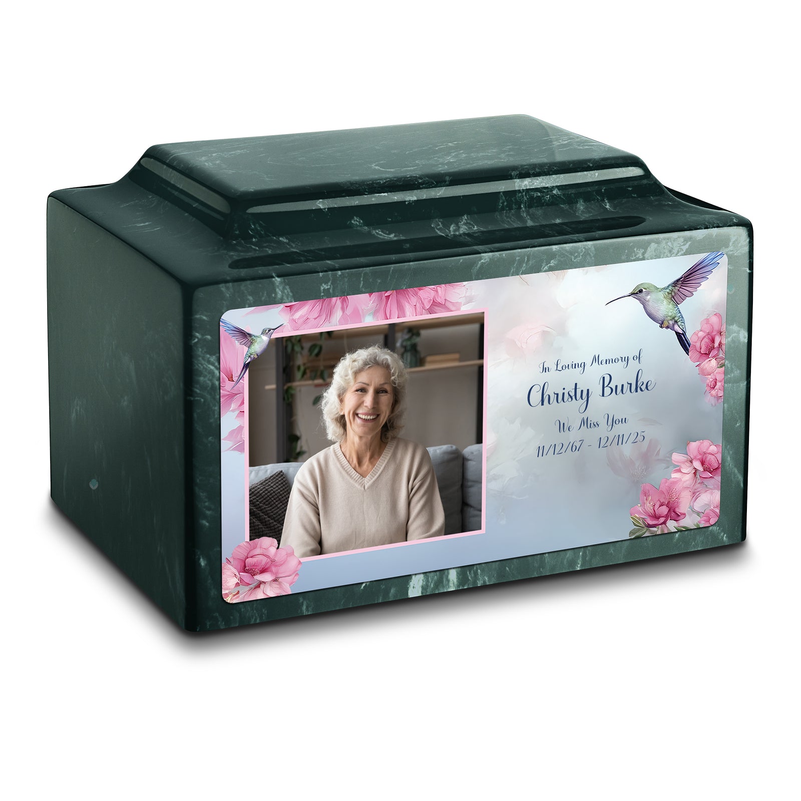 Adult Legacy Custom Printed Photo Hummingbird Cultured Marble Urns by MacKenzie